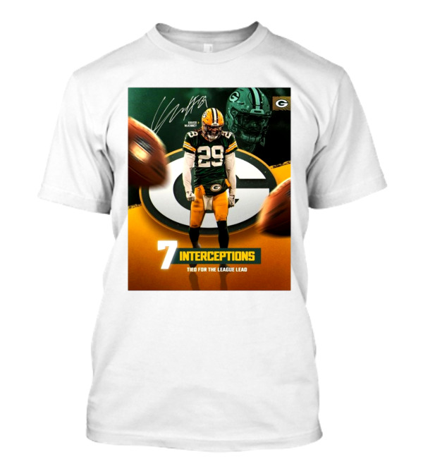 Xavier McKinney Green Bay Packers NFL 7 Interceptions Tied For The League Lead Signature T-Shirt