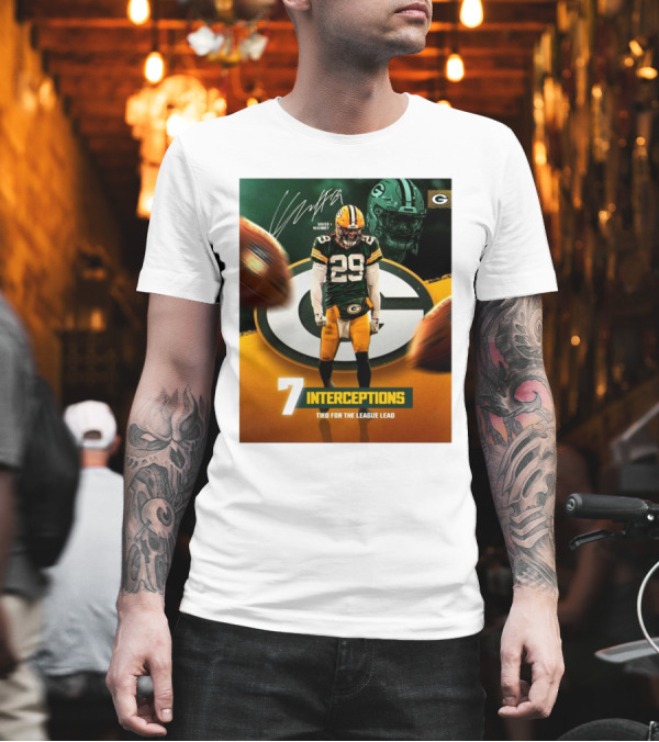 Xavier McKinney Green Bay Packers NFL 7 Interceptions Tied For The League Lead Signature T-Shirt