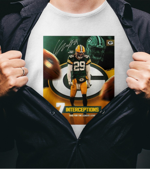 Xavier McKinney Green Bay Packers NFL 7 Interceptions Tied For The League Lead Signature T-Shirt