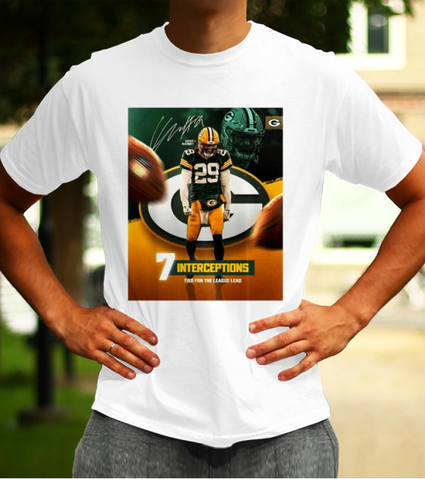 Xavier McKinney Green Bay Packers NFL 7 Interceptions Tied For The League Lead Signature T-Shirt