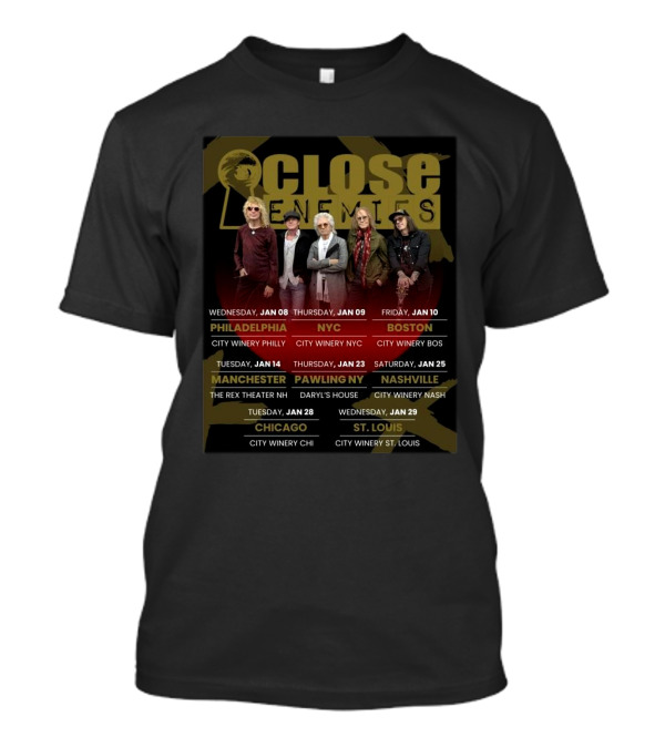 Aerosmith’s Tom Hamilton Close Enemies 2025 Tour Dates Philadelphia NYC Boston Manchester Nashville Chicago St. Louis T-Shirt