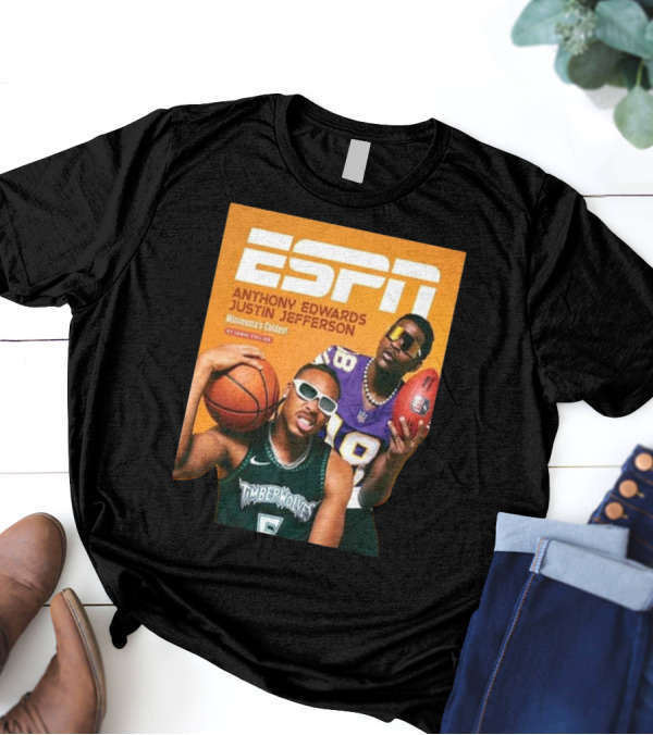 ESPN Anthony Edwards Justin Jefferson Minnesota's Coldest Timberwolves And Vikings T-Shirt