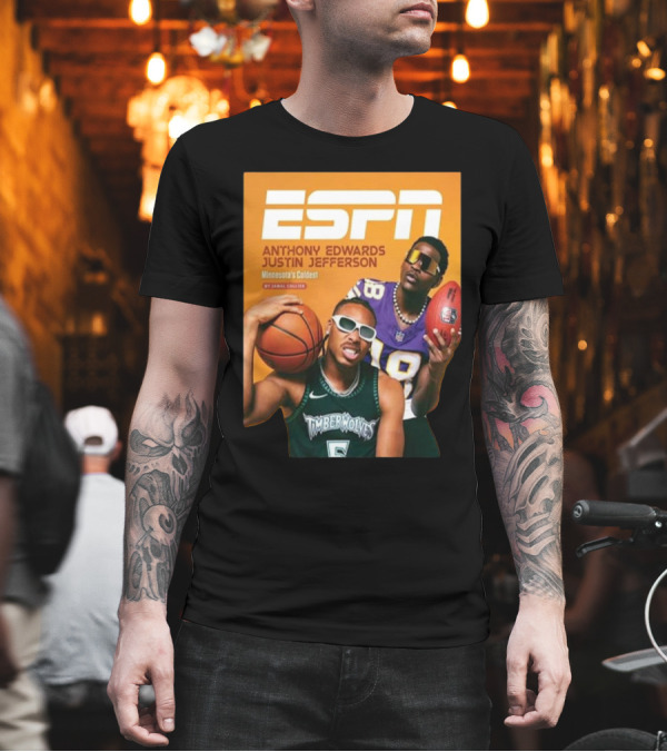 ESPN Anthony Edwards Justin Jefferson Minnesota's Coldest Timberwolves And Vikings T-Shirt