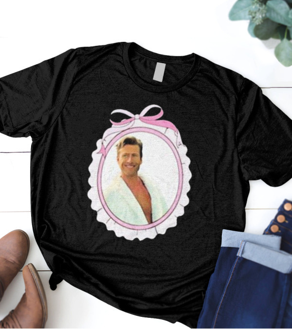 Cherrydaze Glen Powell Pink Ribbon Scalloped Frame T-Shirt