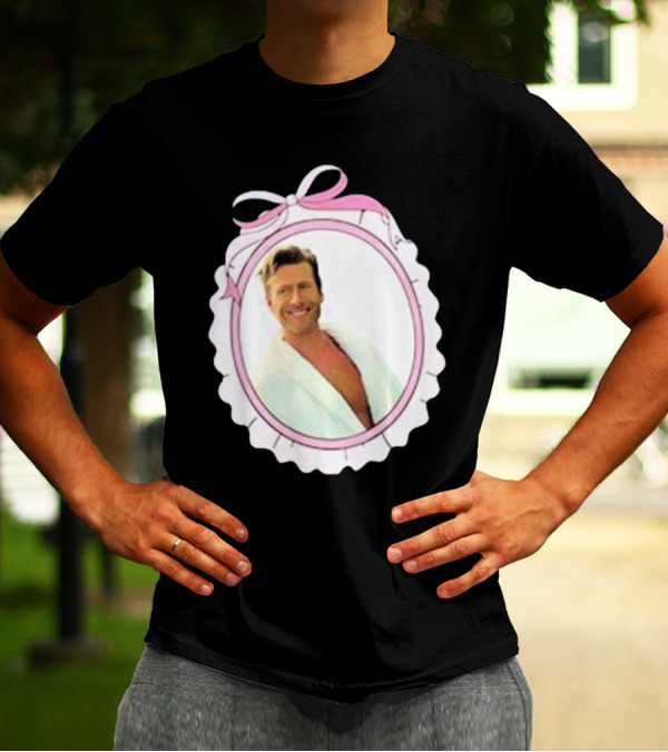 Cherrydaze Glen Powell Pink Ribbon Scalloped Frame T-Shirt