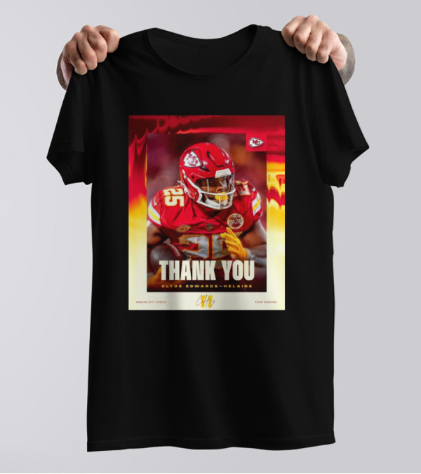Thank You Clyde Edwards-Helaire Kansas City Chiefs Four Seasons T-Shirt