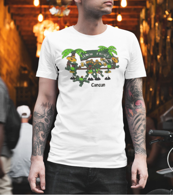 Señor Frog’s Cancun Mexico Palm Trees And Frogs With Sombreros T-Shirt
