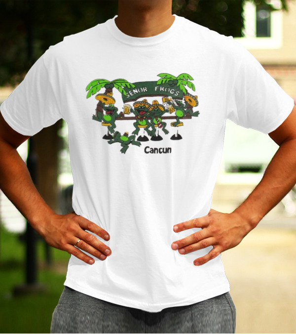 Señor Frog’s Cancun Mexico Palm Trees And Frogs With Sombreros T-Shirt