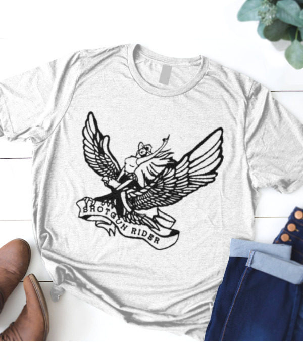 Shotgun Rider Eagle Motorcyclist Banner T-Shirt