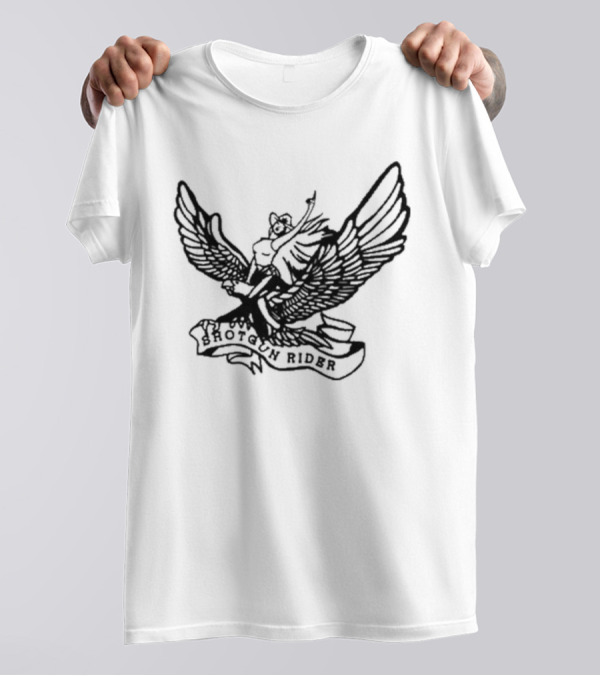 Shotgun Rider Eagle Motorcyclist Banner T-Shirt