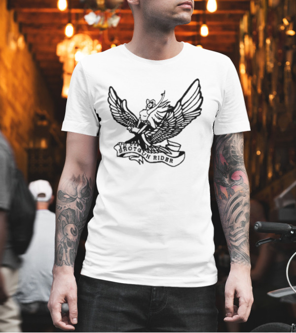 Shotgun Rider Eagle Motorcyclist Banner T-Shirt