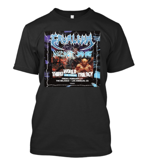 Cavalera Necrot Dead Heat Third World Trilogy US Tour The Belasco Los Angeles February 21 2025 T-Shirt
