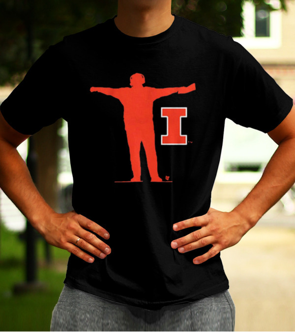 Illinois Fighting Illini Football Coach Silhouette And Iconic I T-Shirt