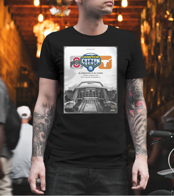 Ohio State Buckeyes Vs Texas Longhorns Goodyear Cotton Bowl January 10th AT&T Stadium Arlington TX Playoff Semifinal T-Shirt