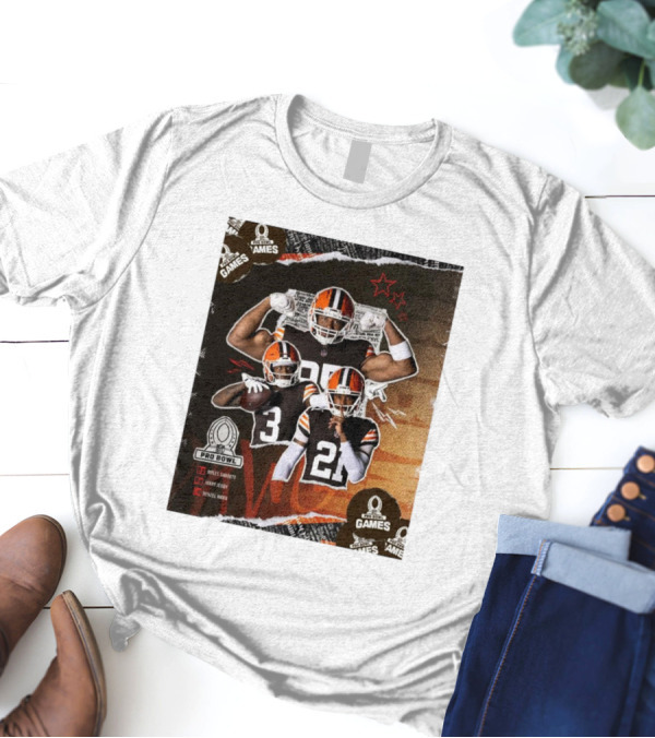 Cleveland Browns Myles Garrett, Denzel Ward, Jerry Jeudy Pro Bowl 2025 NFL Games T-Shirt