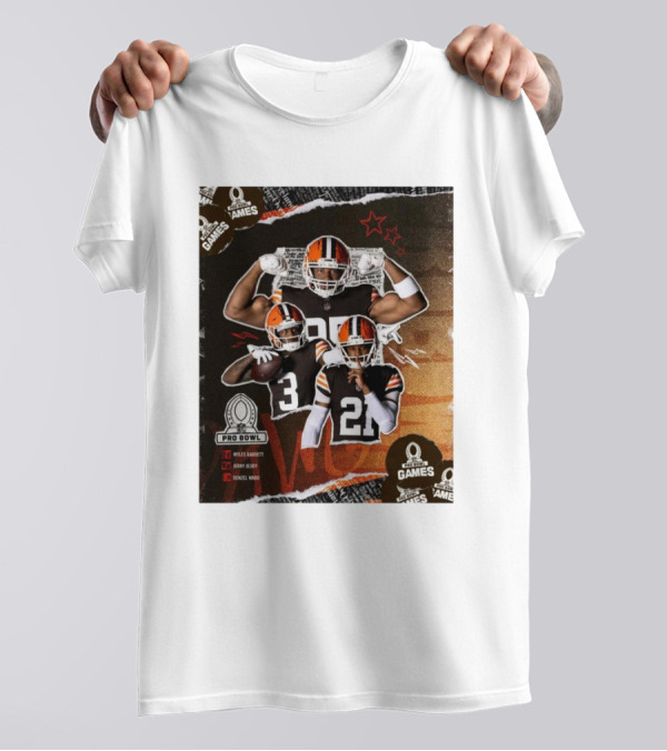 Cleveland Browns Myles Garrett, Denzel Ward, Jerry Jeudy Pro Bowl 2025 NFL Games T-Shirt