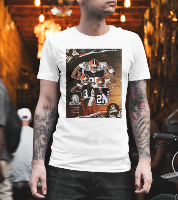 Cleveland Browns Myles Garrett, Denzel Ward, Jerry Jeudy Pro Bowl 2025 NFL Games T-Shirt