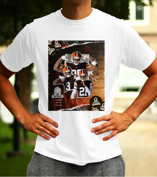 Cleveland Browns Myles Garrett, Denzel Ward, Jerry Jeudy Pro Bowl 2025 NFL Games T-Shirt