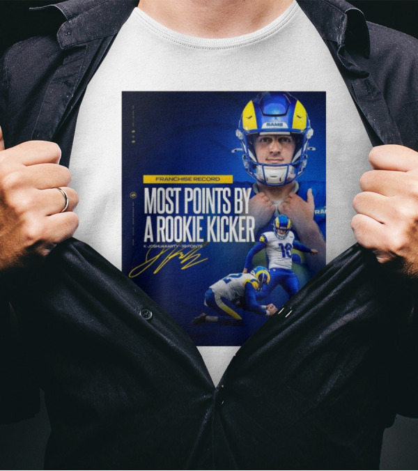 Franchise Record Most Points By A Rookie Kicker K Joshua Karty 119 Points Los Angeles Rams Signature T-Shirt