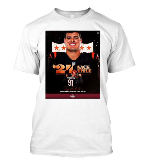 Trey Hendrickson Cincinnati Bengals '24 Sack Title 17.5 Sacks NFL T-Shirt