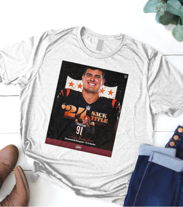 Trey Hendrickson Cincinnati Bengals '24 Sack Title 17.5 Sacks NFL T-Shirt