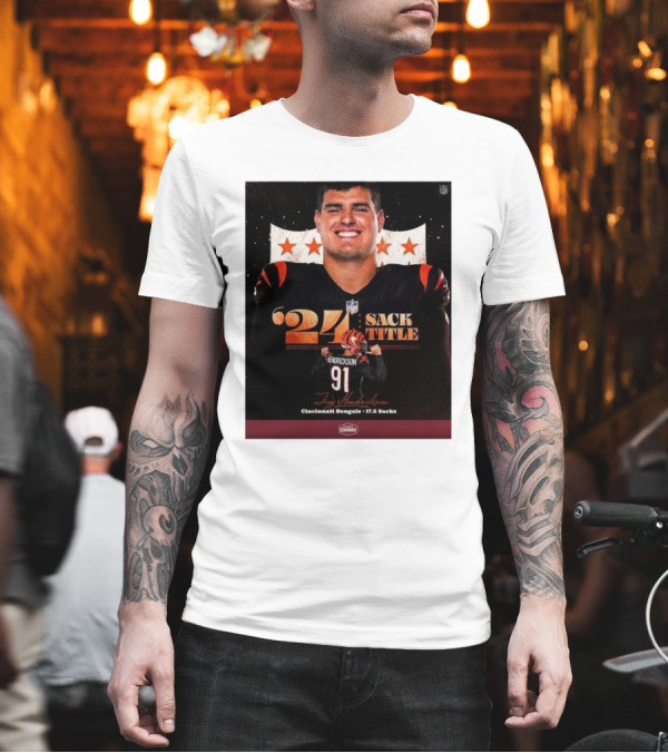 Trey Hendrickson Cincinnati Bengals '24 Sack Title 17.5 Sacks NFL T-Shirt