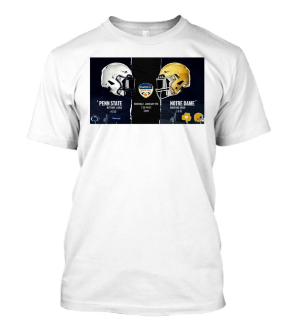 Penn State Nittany Lions Vs Notre Dame Fighting Irish Capital One Orange Bowl Thursday January 9th 2025 Helmet Matchup T-Shirt