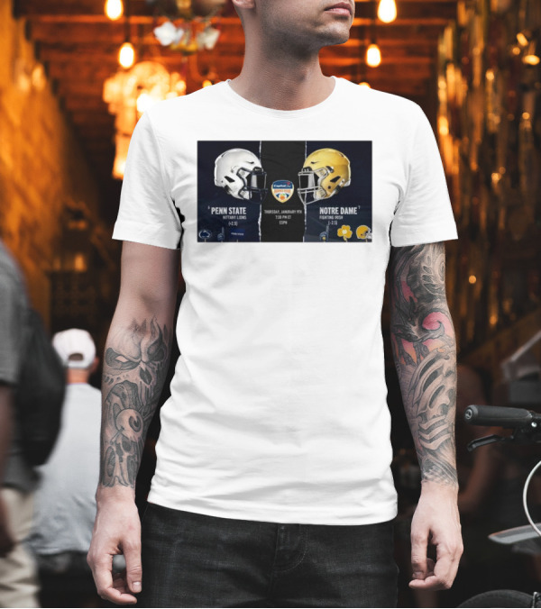 Penn State Nittany Lions Vs Notre Dame Fighting Irish Capital One Orange Bowl Thursday January 9th 2025 Helmet Matchup T-Shirt