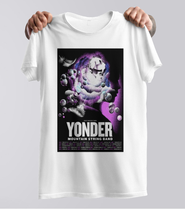 Yonder Mountain String Band 2025 Winter Tour Cosmic Silhouette Park City UT T-Shirt