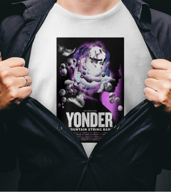Yonder Mountain String Band 2025 Winter Tour Cosmic Silhouette Park City UT T-Shirt