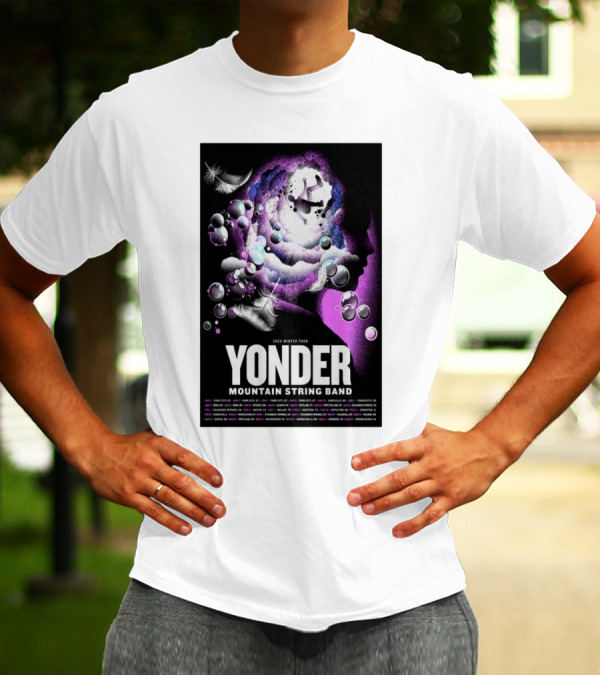 Yonder Mountain String Band 2025 Winter Tour Cosmic Silhouette Park City UT T-Shirt