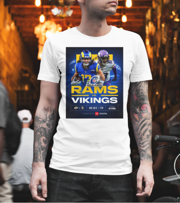 Puka Nacua Los Angeles Rams Vs Minnesota Vikings NFL Wild Card Mon Jan 13 2024 Live From Sofi Stadium Presented By Toyota T-Shirt