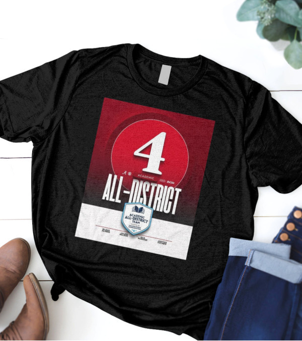 Alabama Crimson Tide Academic All-District Honorees Olaus Alinen Jalen Milroe Qua Russaw Justice Haynes T-Shirt
