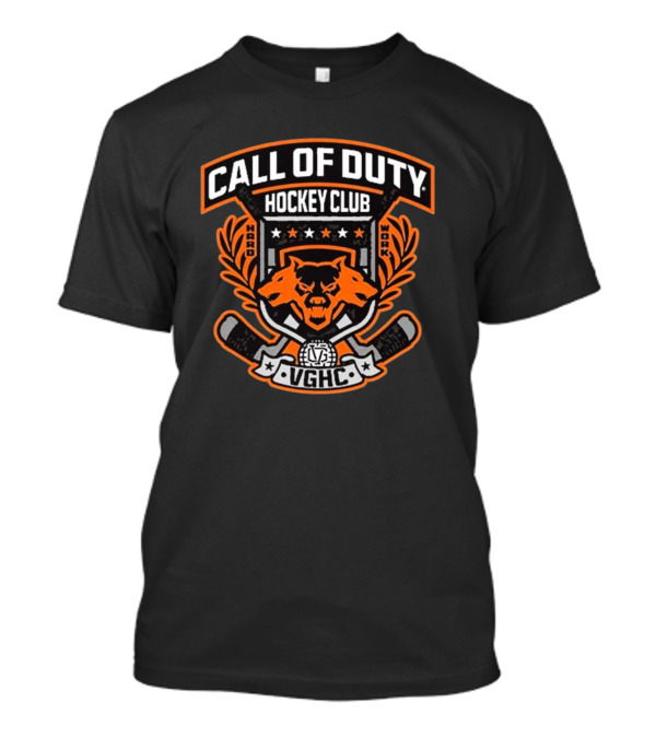 Call Of Duty VGHC Hockey Club Hard Work Crest With Fox And Hockey Sticks T-Shirt