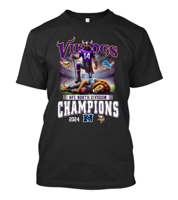 Vikings 2024 NFC North Division Champions Vs Lions Celebration Mascot T-Shirt