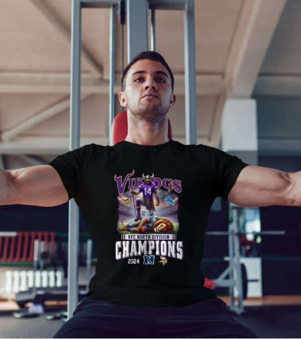 Vikings 2024 NFC North Division Champions Vs Lions Celebration Mascot T-Shirt