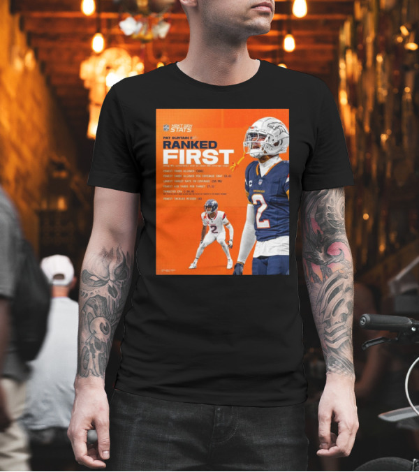 Denver Broncos Pat Surtain II Ranked First NFL Next Gen Stats Fewest Yards Allowed 306 Coverage Snap 0.6 T-Shirt