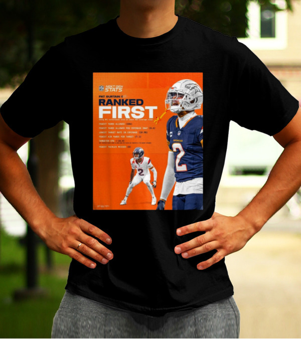 Denver Broncos Pat Surtain II Ranked First NFL Next Gen Stats Fewest Yards Allowed 306 Coverage Snap 0.6 T-Shirt