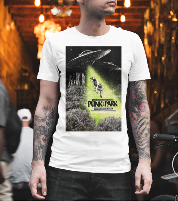 Punk In The Park Chandler Arizona April 12 2025 Wild Horse Pass Festival Grounds Tickets UFO Cow Abduction T-Shirt