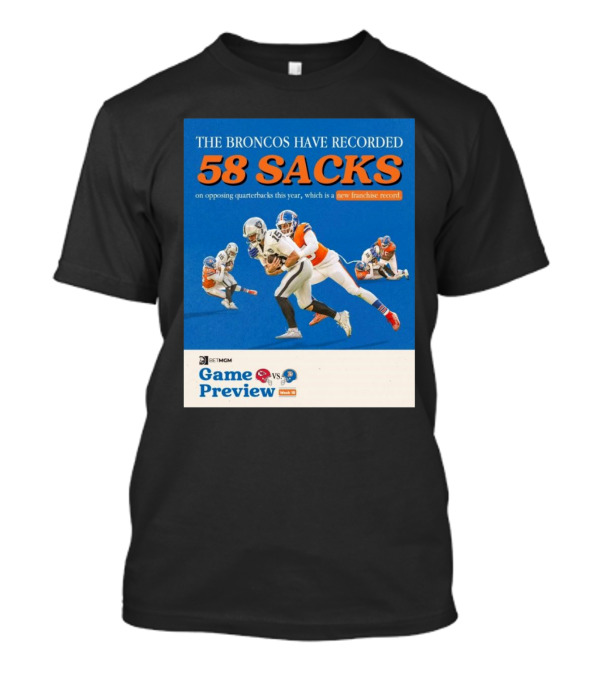 Game Preview Kansas City Chiefs Vs Denver Broncos 58 Sacks New Franchise Record Week 13 T-Shirt