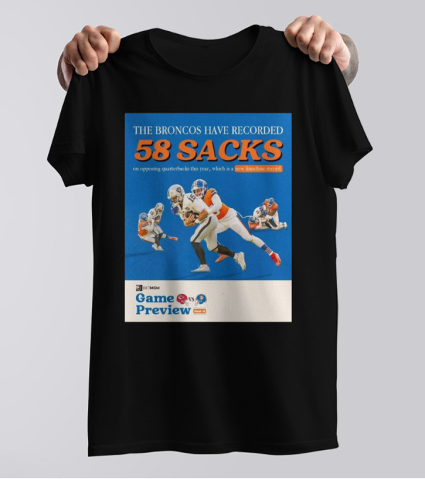 Game Preview Kansas City Chiefs Vs Denver Broncos 58 Sacks New Franchise Record Week 13 T-Shirt