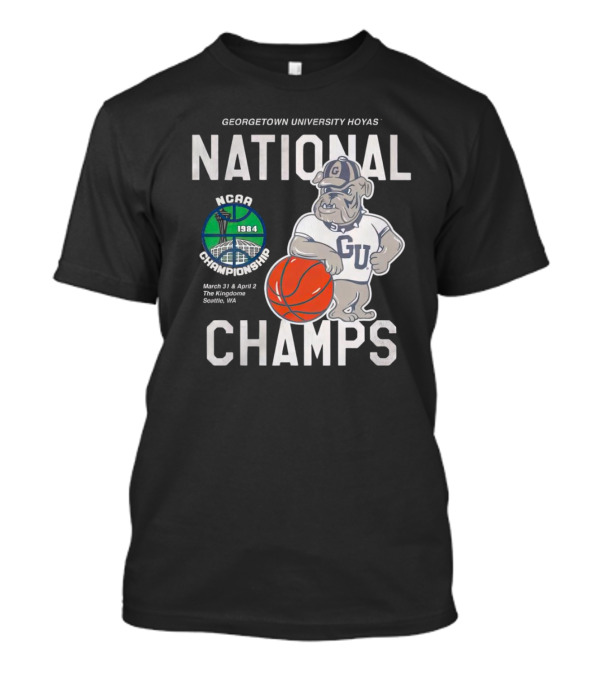 Georgetown University Hoyas National Champs NCAA Championship March 31 And April 2 The Kingdome Seattle WA 1984 T-Shirt