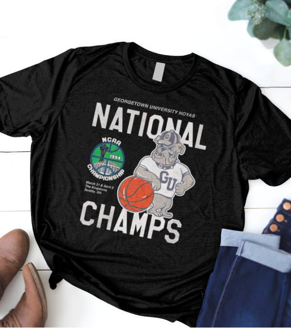 Georgetown University Hoyas National Champs NCAA Championship March 31 And April 2 The Kingdome Seattle WA 1984 T-Shirt