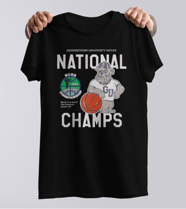 Georgetown University Hoyas National Champs NCAA Championship March 31 And April 2 The Kingdome Seattle WA 1984 T-Shirt