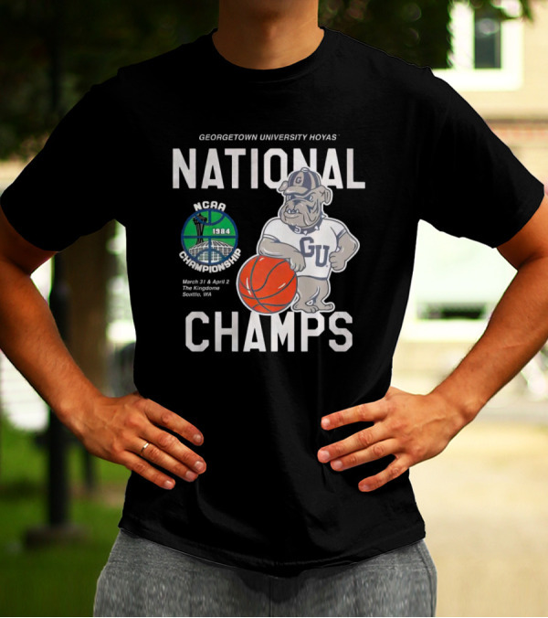Georgetown University Hoyas National Champs NCAA Championship March 31 And April 2 The Kingdome Seattle WA 1984 T-Shirt