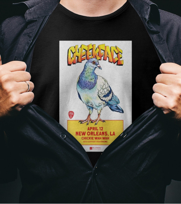 Cheekface Pigeon Art New Orleans April 12 Chickie Wah Wah Concert T-Shirt