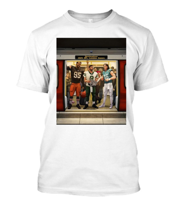 Destination 2025 NFL London Games Cleveland Browns New York Jets Jacksonville Jaguars Subway Scene T-Shirt