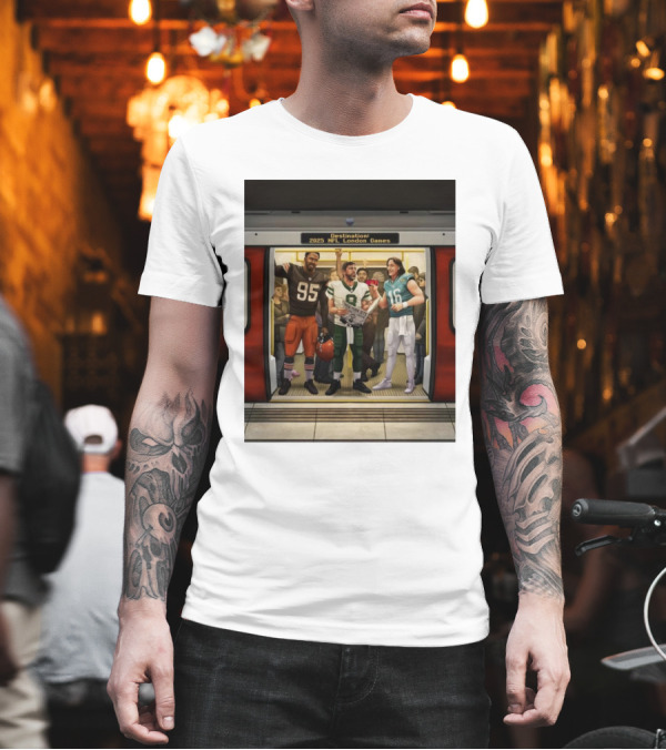 Destination 2025 NFL London Games Cleveland Browns New York Jets Jacksonville Jaguars Subway Scene T-Shirt