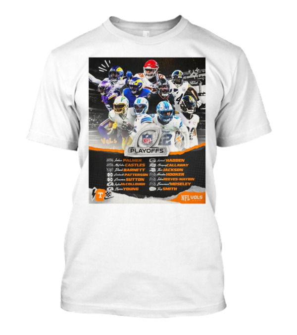 Tennessee Vols NFL Playoffs Palmer Castles Barnett Patterson Sutton McCullough Young Madden Callaway Jackson Hooker Reeves-Maybin Moseley Smith T-Shirt