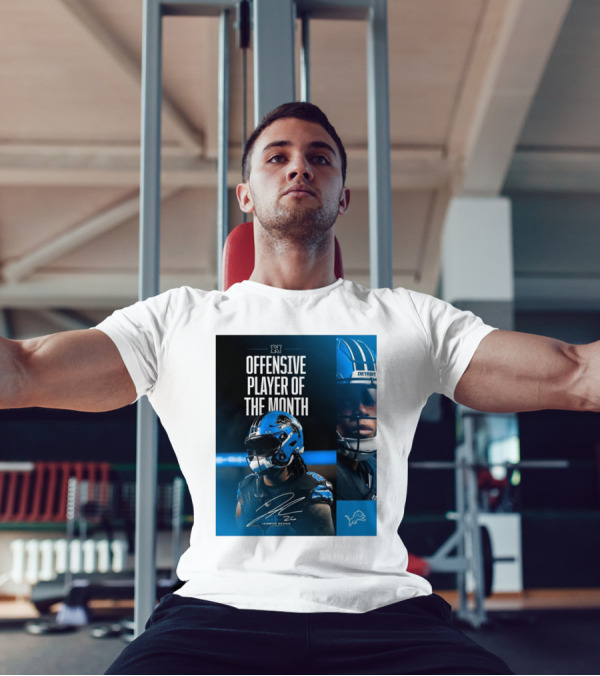 Detroit Lions Jahmyr Gibbs Offensive Player Of The Month Signature T-Shirt
